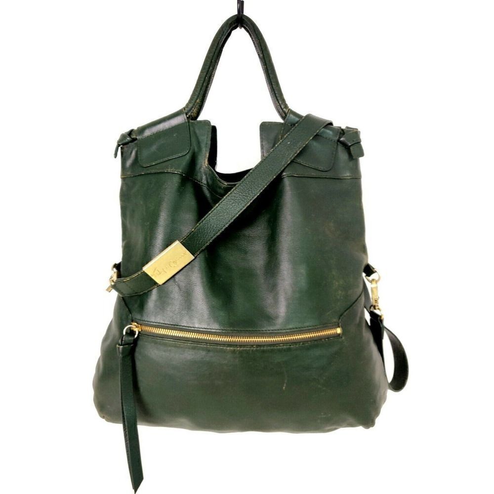 LRG FOLEY+CORINNA GREEN GENUINE LEATHER CONVERTIBLE SHOULDER BAG XBODY MESSENGER